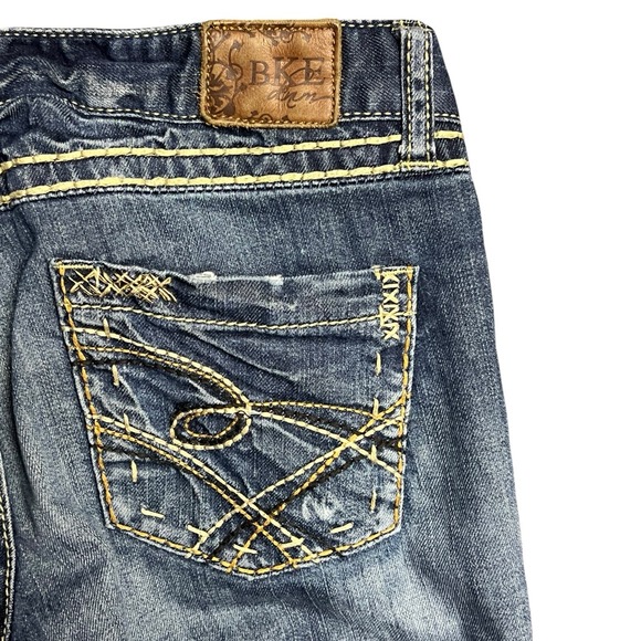 BKE Denim Sabrina Bootcut Jeans Dark Wash Embellished Pockets Size 28 Stretch - Picture 7 of 11